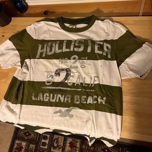 Hollister Tee green white soft